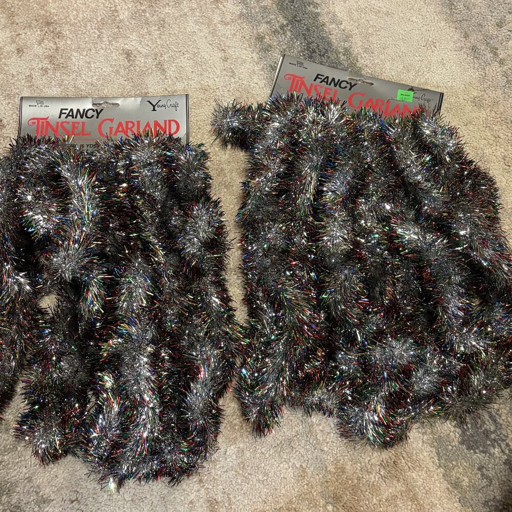 Vintage 1990's Young Craft tinsel Garland lot of two NOS